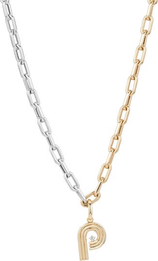 Two tone 2025 initial necklace