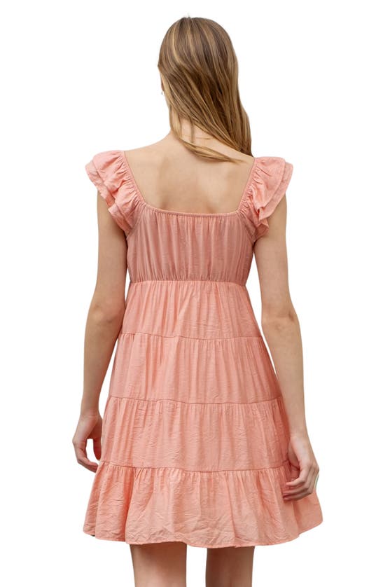 Shop Blu Pepper Tiered Ruffle Minidress In Coral