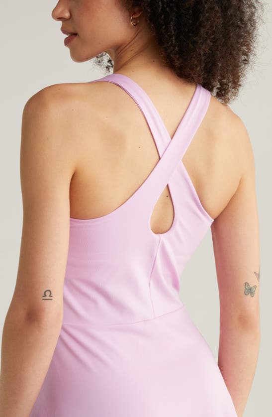 Shop Zella Daybreak Cross Back Dress In Purple Pastel