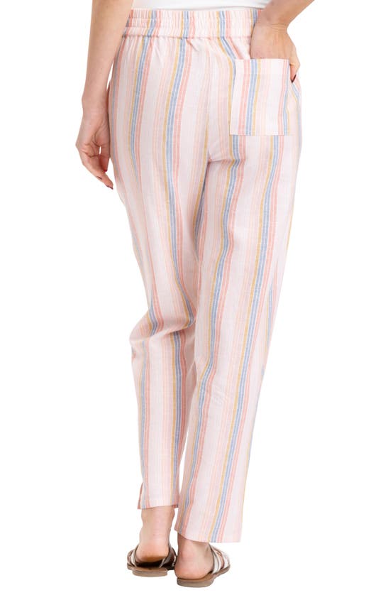 Shop Threads 4 Thought Winnie Stripe Pull-on Ankle Linen Blend Pants In Seaside Stripe