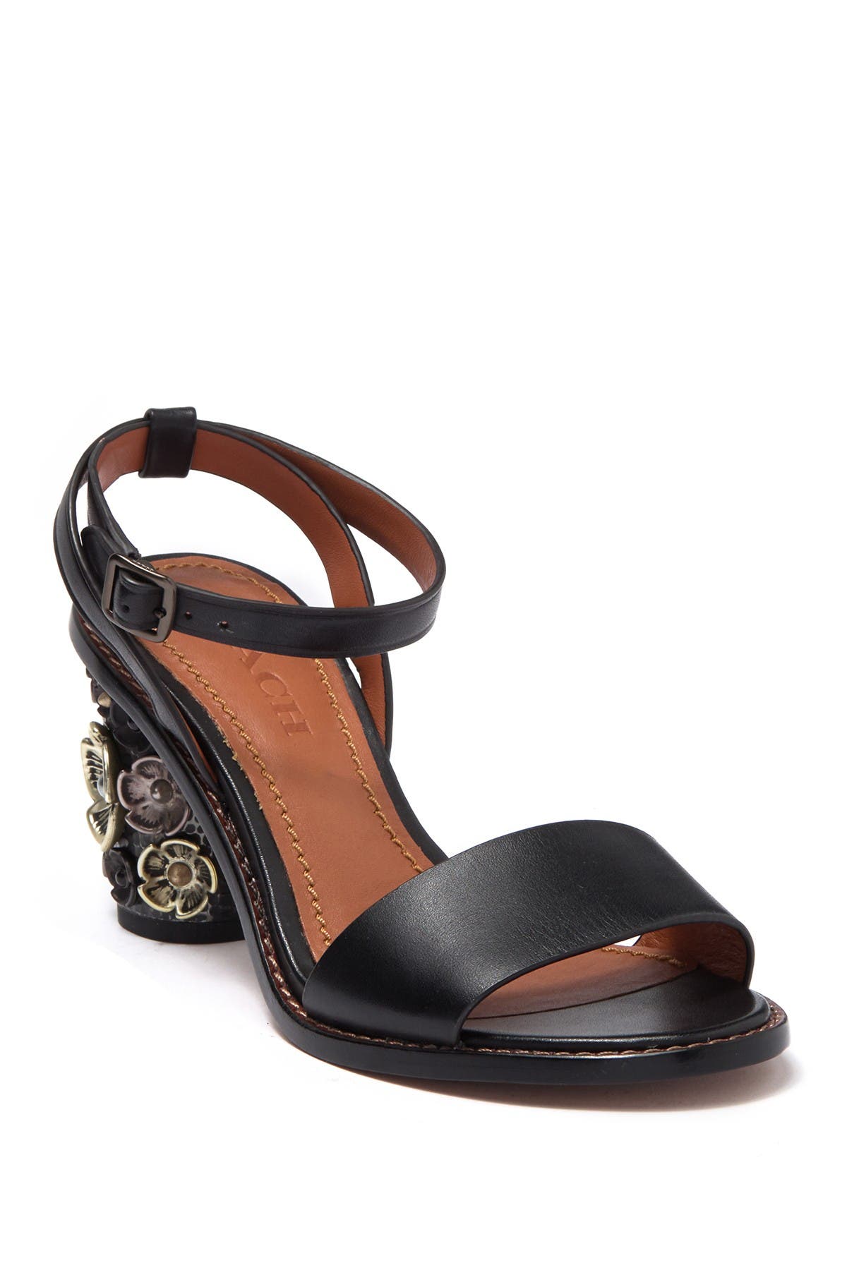 coach mid heel sandal with tea rose