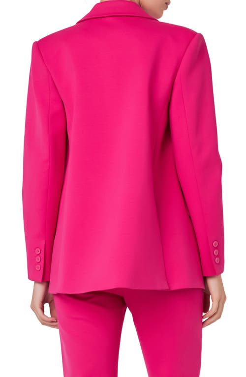 Shop English Factory Double Breasted Cotton Blend Blazer In Fuchsia