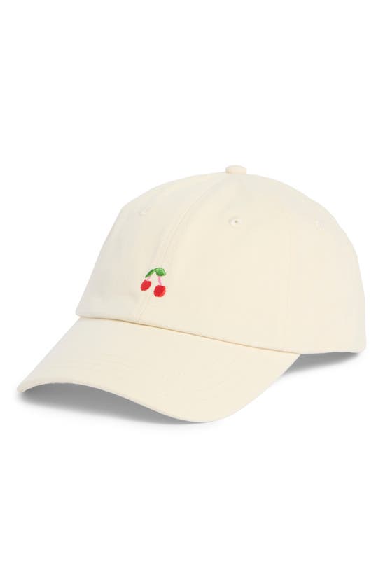 Shop Frasier Sterling Embroidered Cherry Baseball Cap In Cream
