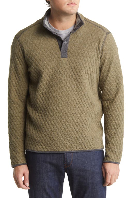 Johnston & Murphy Reversible Quarter Snap Reversible Cotton Blend Sweater in Moss/Gray Heather