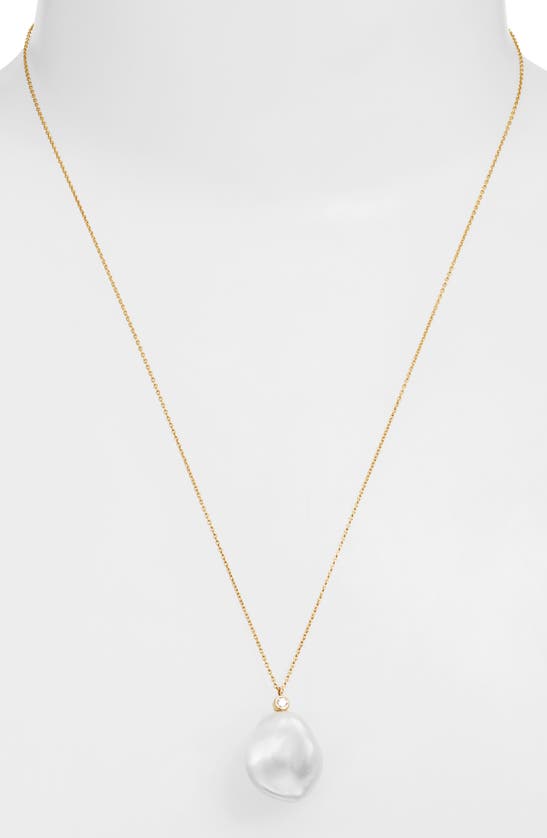 Shop Poppy Finch Petal Pearl & Diamond Pendant Necklace In 14k Yellow Gold