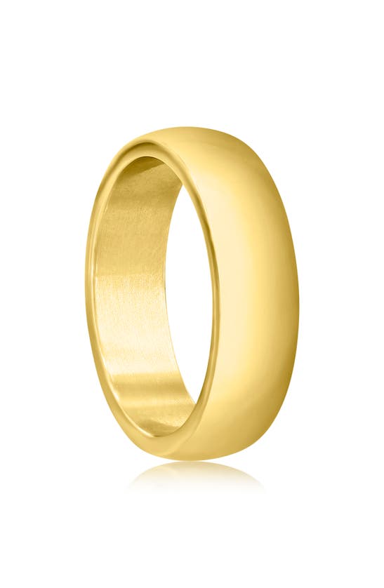 Blackjack Stainless Steel Polished Band Ring In Gold