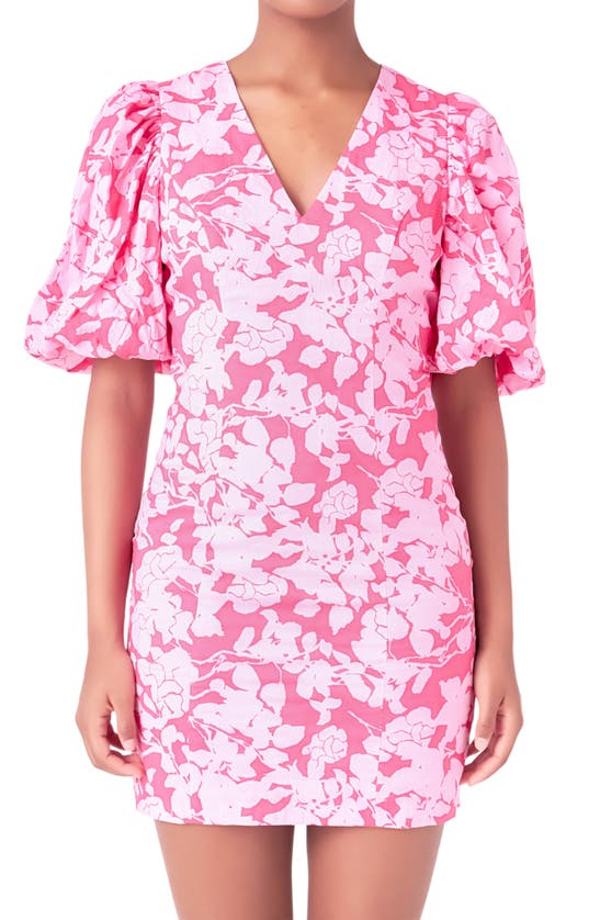 Endless Rose Floral Cotton Minidress In Red/ Pink