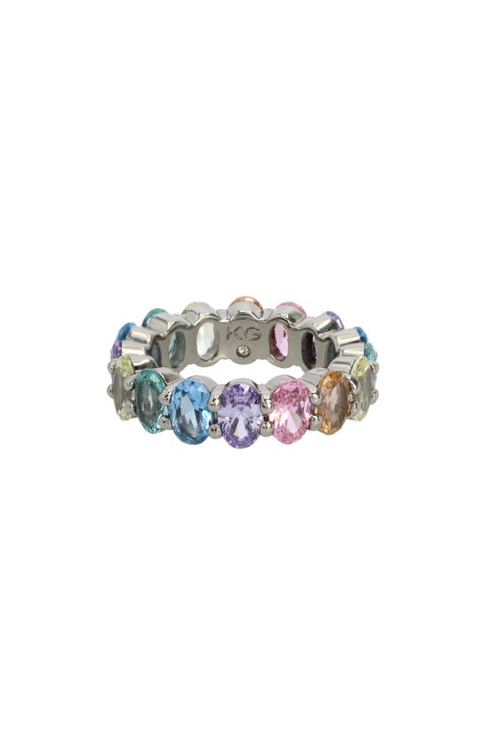 Shop Kurt Geiger London Rainbow Cubic Zirconia Eternity Ring In Multi