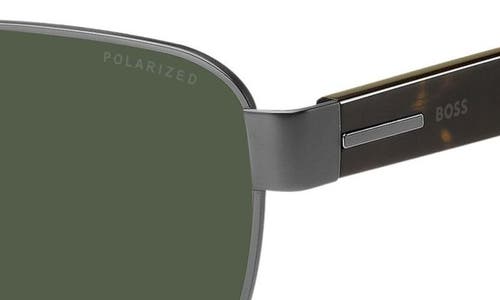 Hugo Boss Boss 60mm Polarized Rectangular Sunglasses In Havana/dark Ruthenium