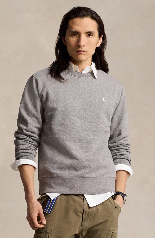 Shop Polo Ralph Lauren French Terry Sweatshirt In Dark Vintage Heather