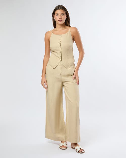 Onia Air Linen High Neck Top In Jute