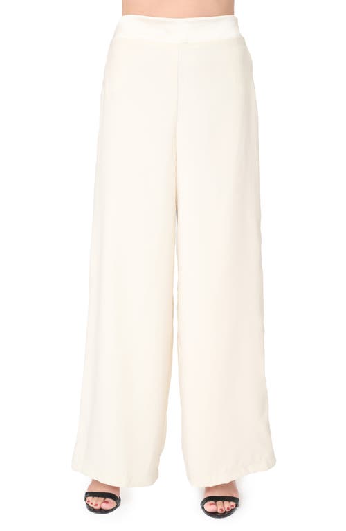 Solstice Wide Leg Satin Pants in Champagne