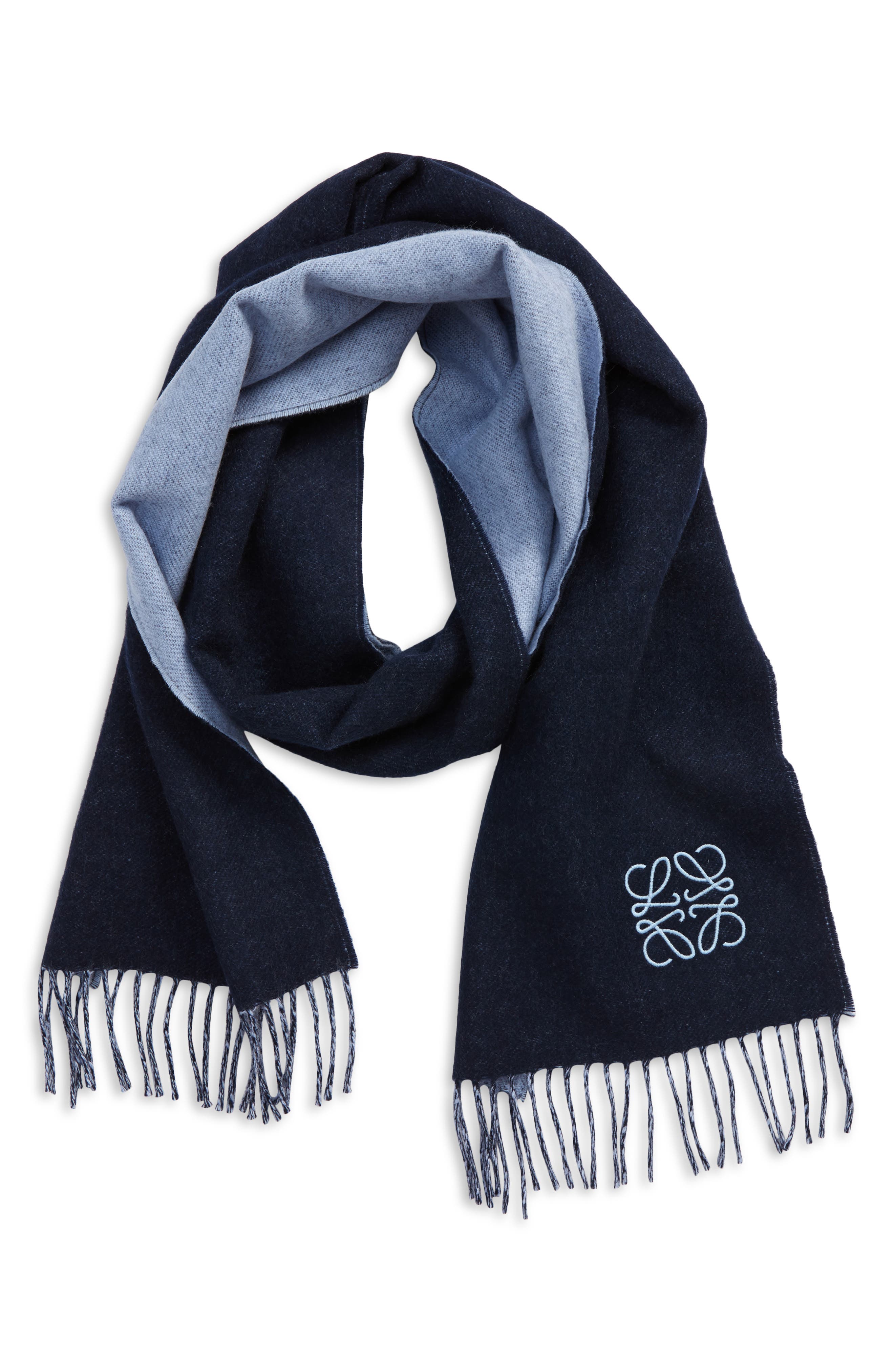 Loewe Anagram Wool And Cashmere Scarf in Gray