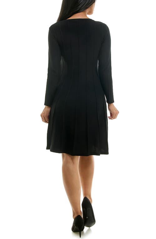Nina Leonard Long Sleeve A-line Sweater Dress In Black