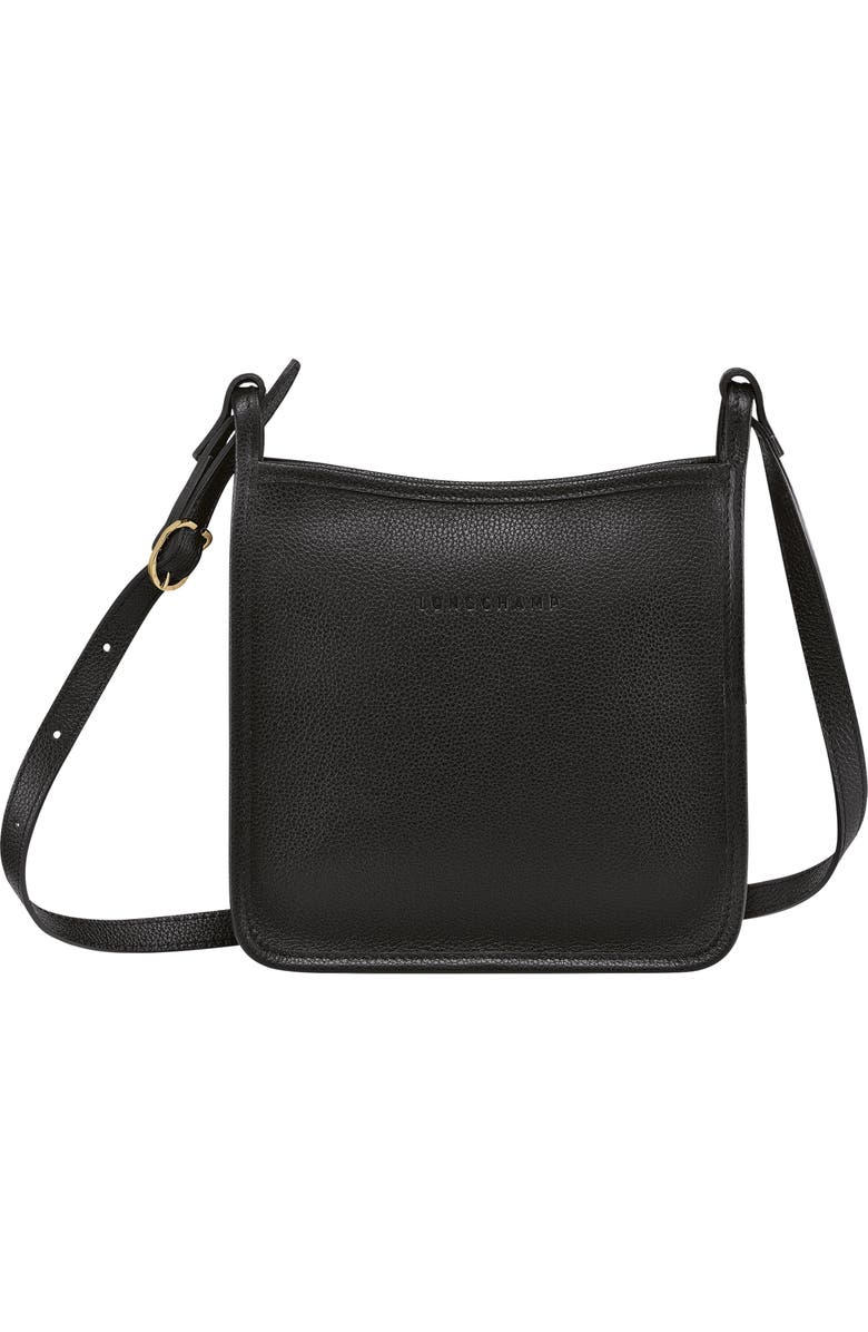 Longchamp Small Le Foulonné Leather Crossbody Bag, Main, color, Black