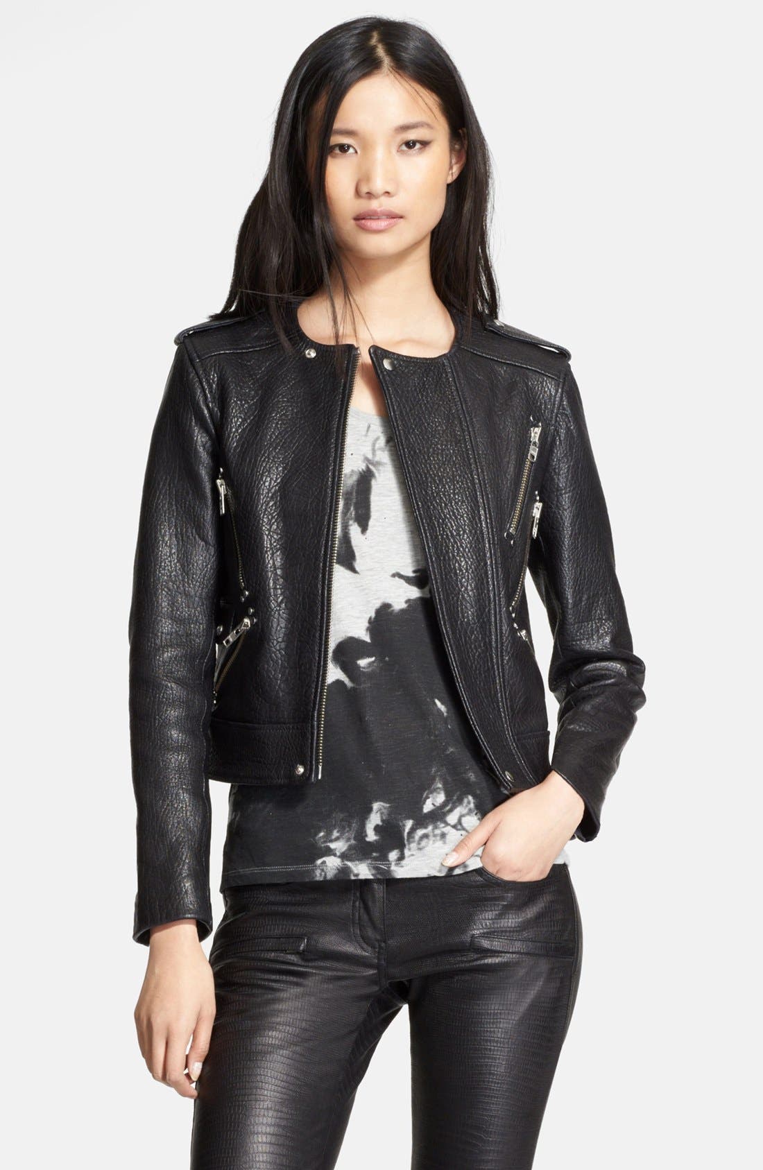 The Kooples Bubble Embossed Leather Jacket Nordstrom