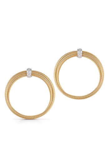 Shop Alor ® 18k White Gold & Diamond Frontal Hoop Earrings In Yellow