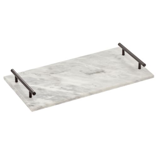 mDesign Marble Serving Tray Board with Handles for Entertaining in Marble/black at Nordstrom