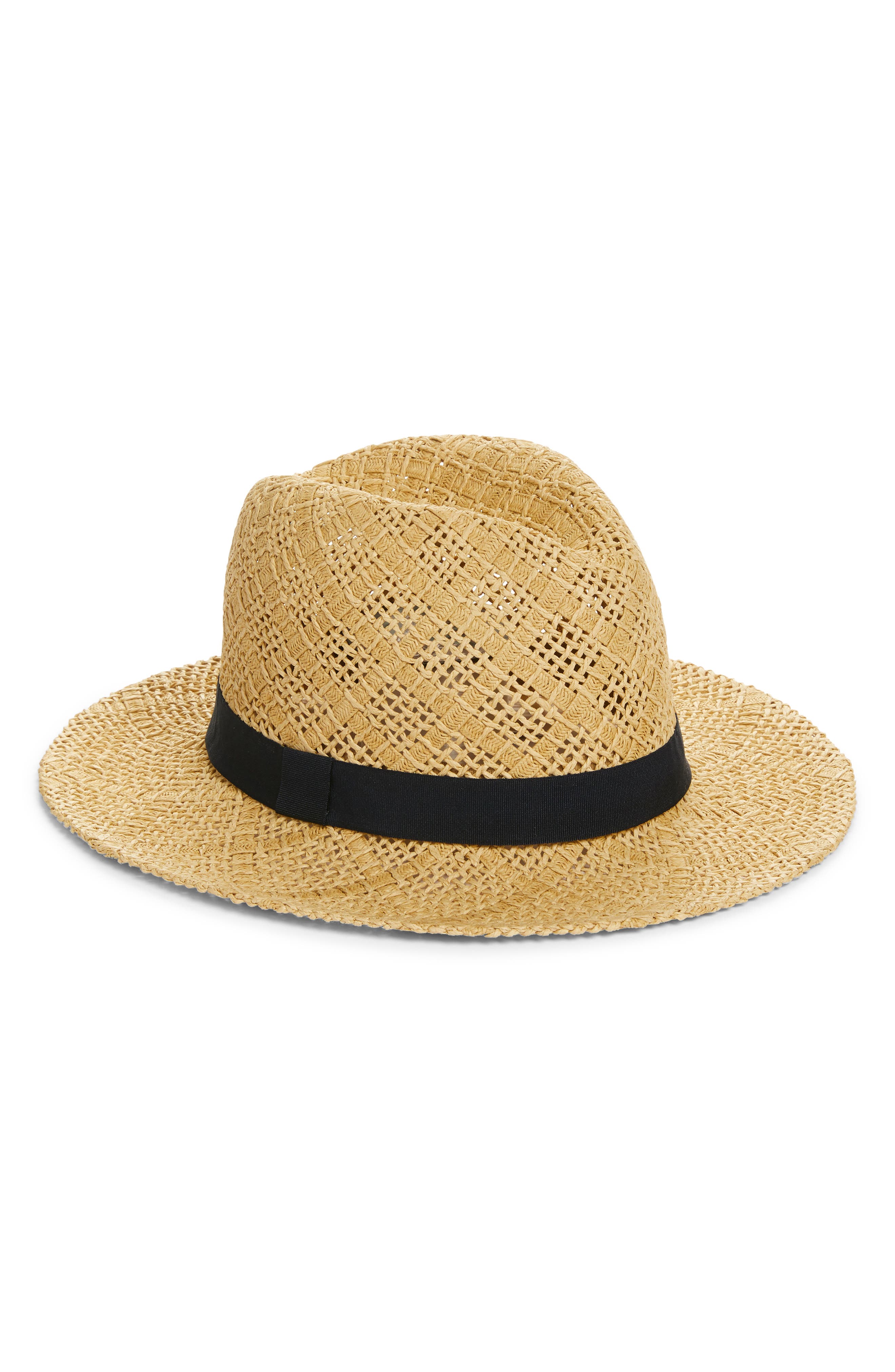 Halogen Novelty Weave Panama Hat In Beige Light Combo