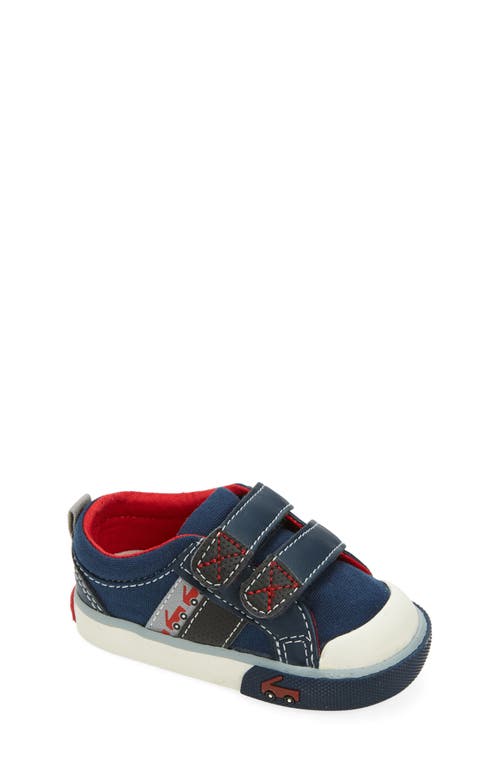 Size 7 kid’s See Kai Run Russell Sneaker in Navy/Black at Nordstrom, 