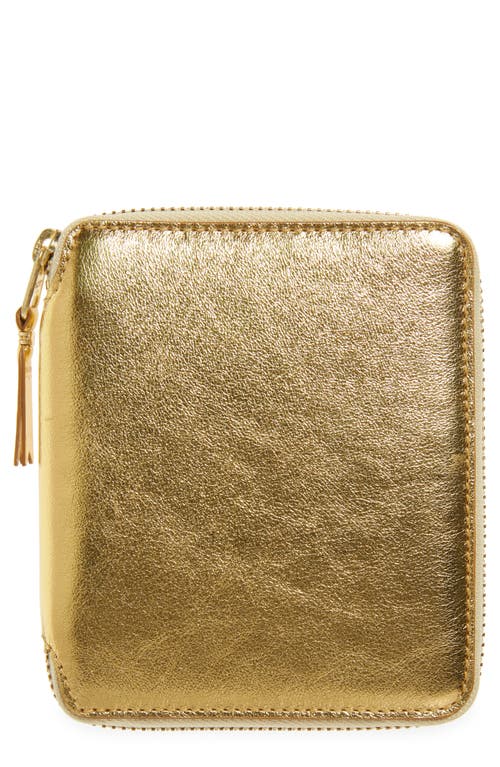 Metallic Leather Wallet in Gold
