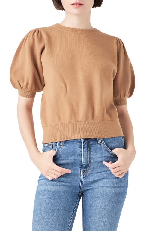 Shop English Factory Puff Sleeve Sweater In Taupe