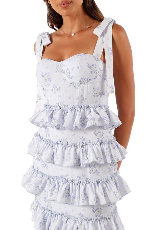 Petal And Pup Petal & Pup Marina Floral Tiered Ruffle Midi Dress In Gray