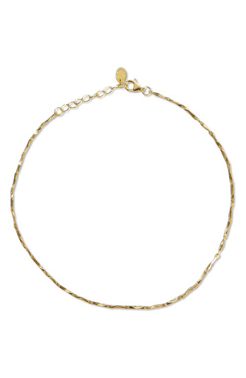 Argento Vivo Sterling Silver Wavy Textured Anklet In Gold