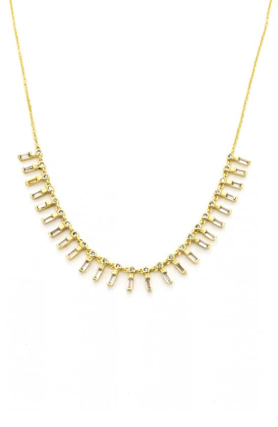 Shop Panacea Baguette Crystal Necklace In Gold