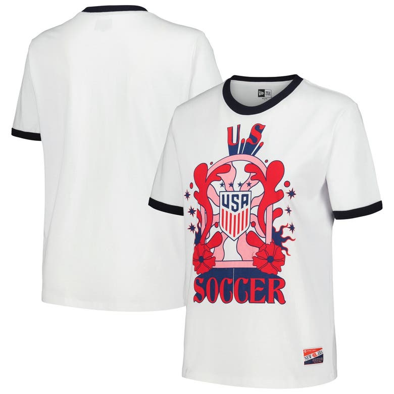 Shop 5th And Ocean By New Era 5th & Ocean By New Era White Uswnt Throwback Ringer T-shirt