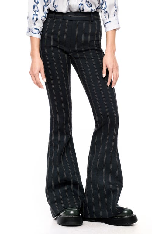 Shop Smythe Pinstripe Bootcut Jeans In Indigo Stripe