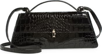 Gia Croc Embossed Leather Shoulder Bag