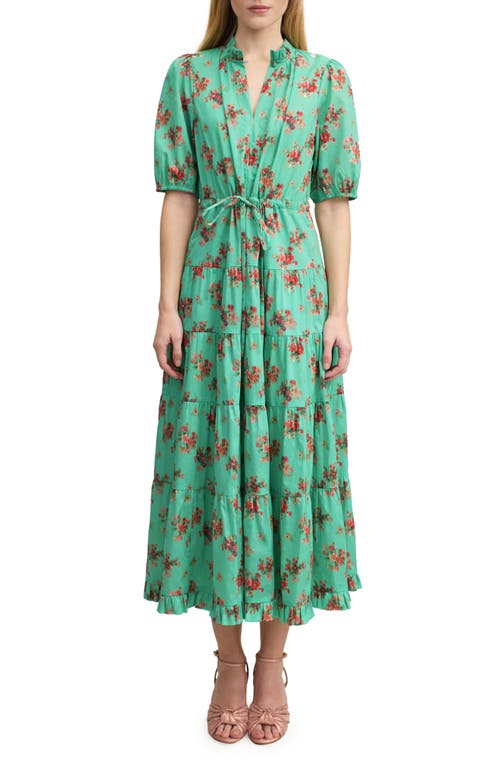 LK Bennett Hedy Tiered Ruffle Tie Waist Cotton Dress Green at Nordstrom, Us