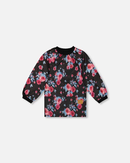 Shop Deux Par Deux Little Boy's School Apron Black Printed Roses