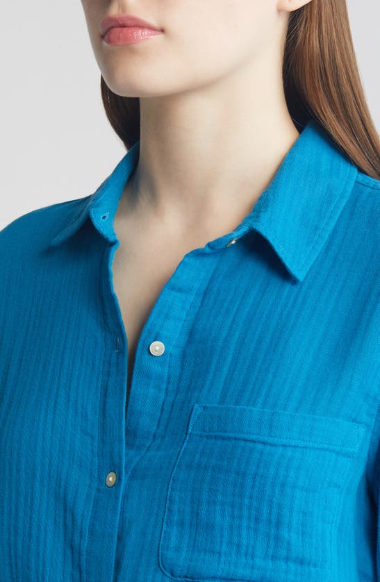 Shop Rails Ellis Cotton Gauze Button-up Shirt In Turkish Tile