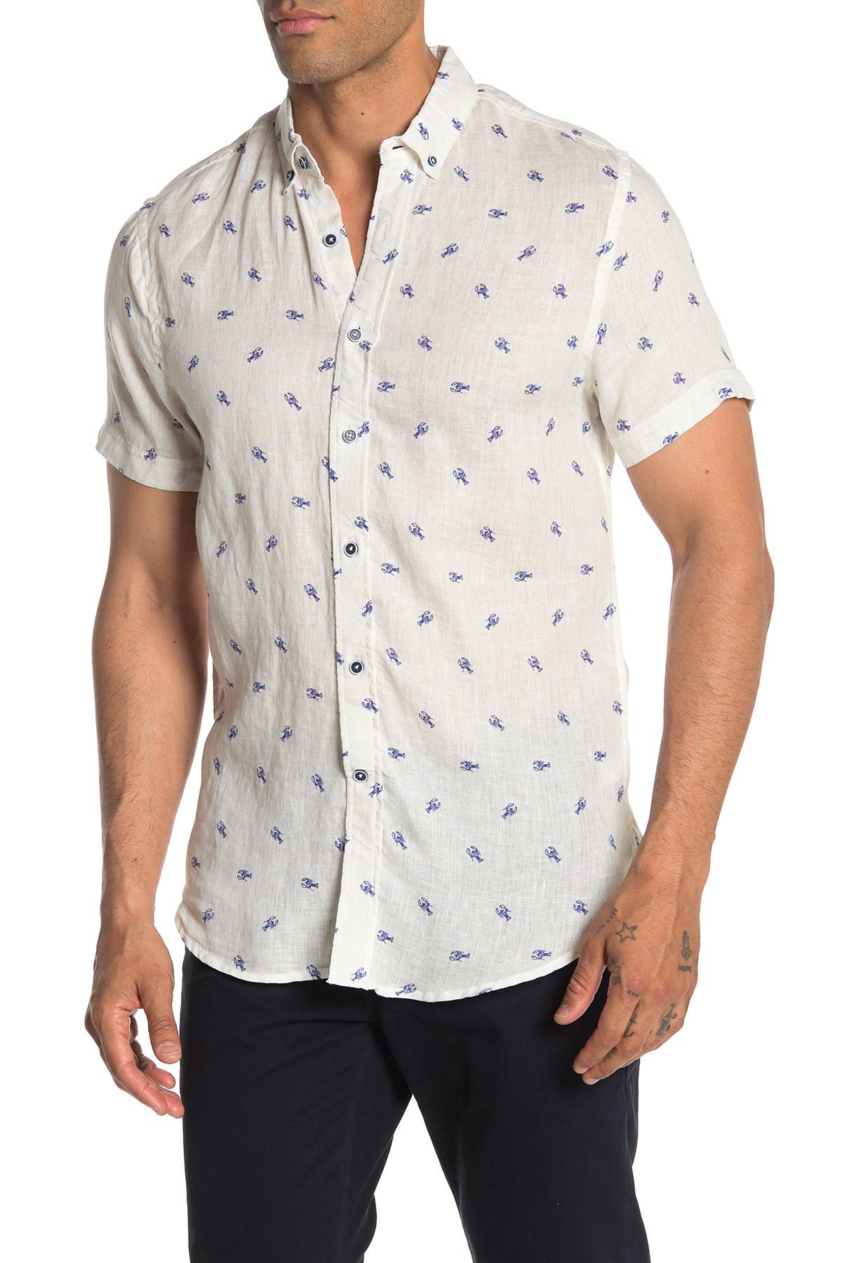 slim fit linen shirt short sleeve