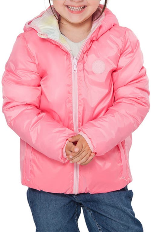 Rokka&rolla Kids' Reversible Lightweight Puffer Jacket In Pink Marble