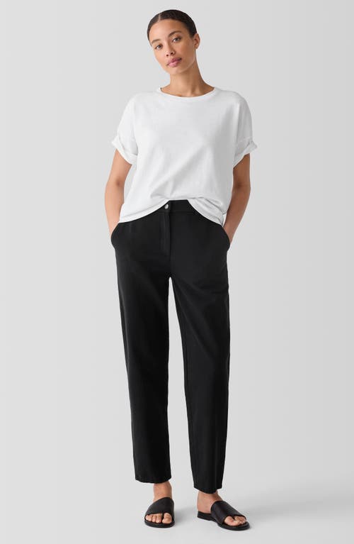 Shop Eileen Fisher Organic Cotton Tapered Ankle Pants In Black