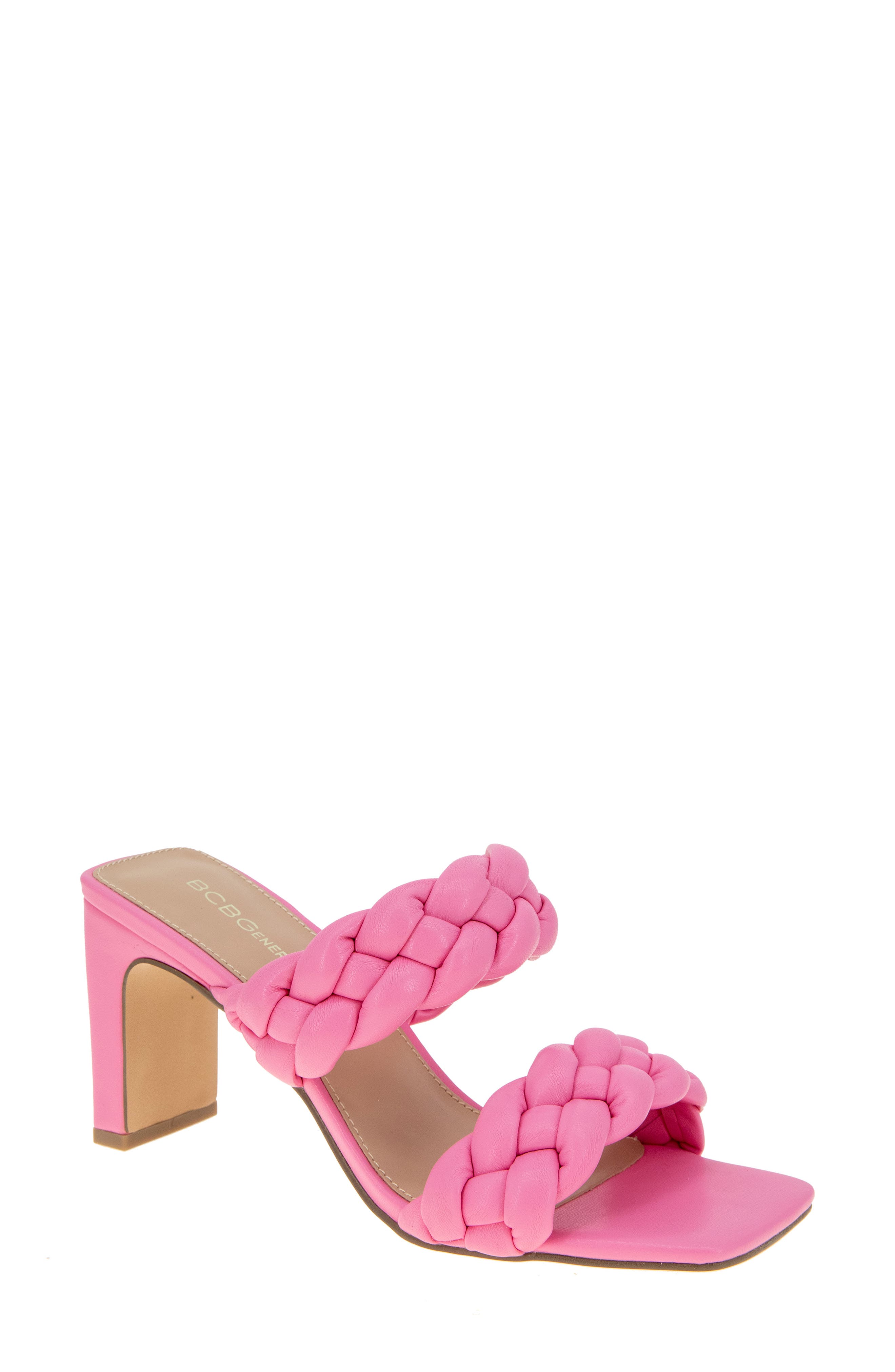 blush pink block heel sandals