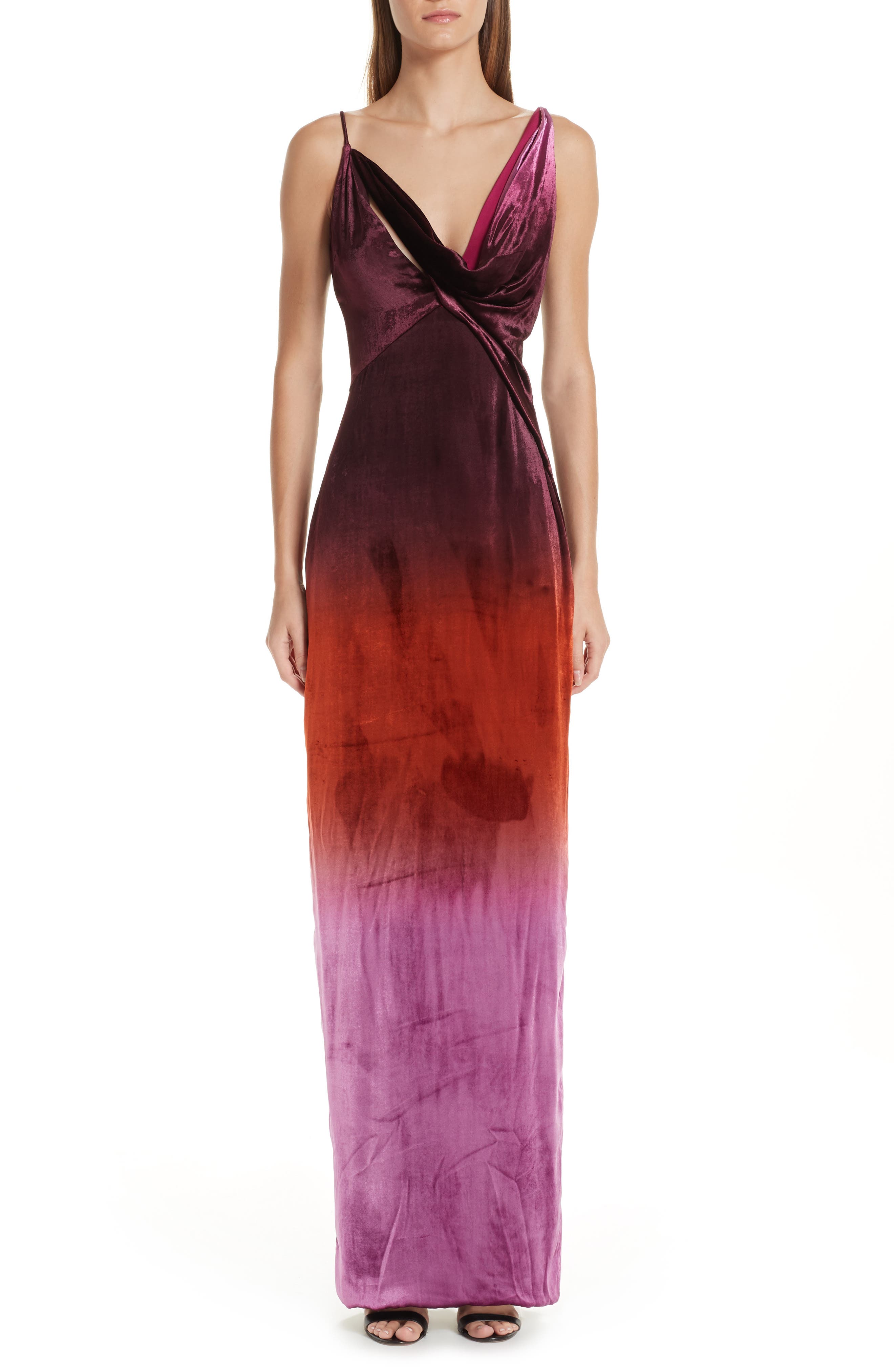 Cushnie Ombre Velvet Column Dress