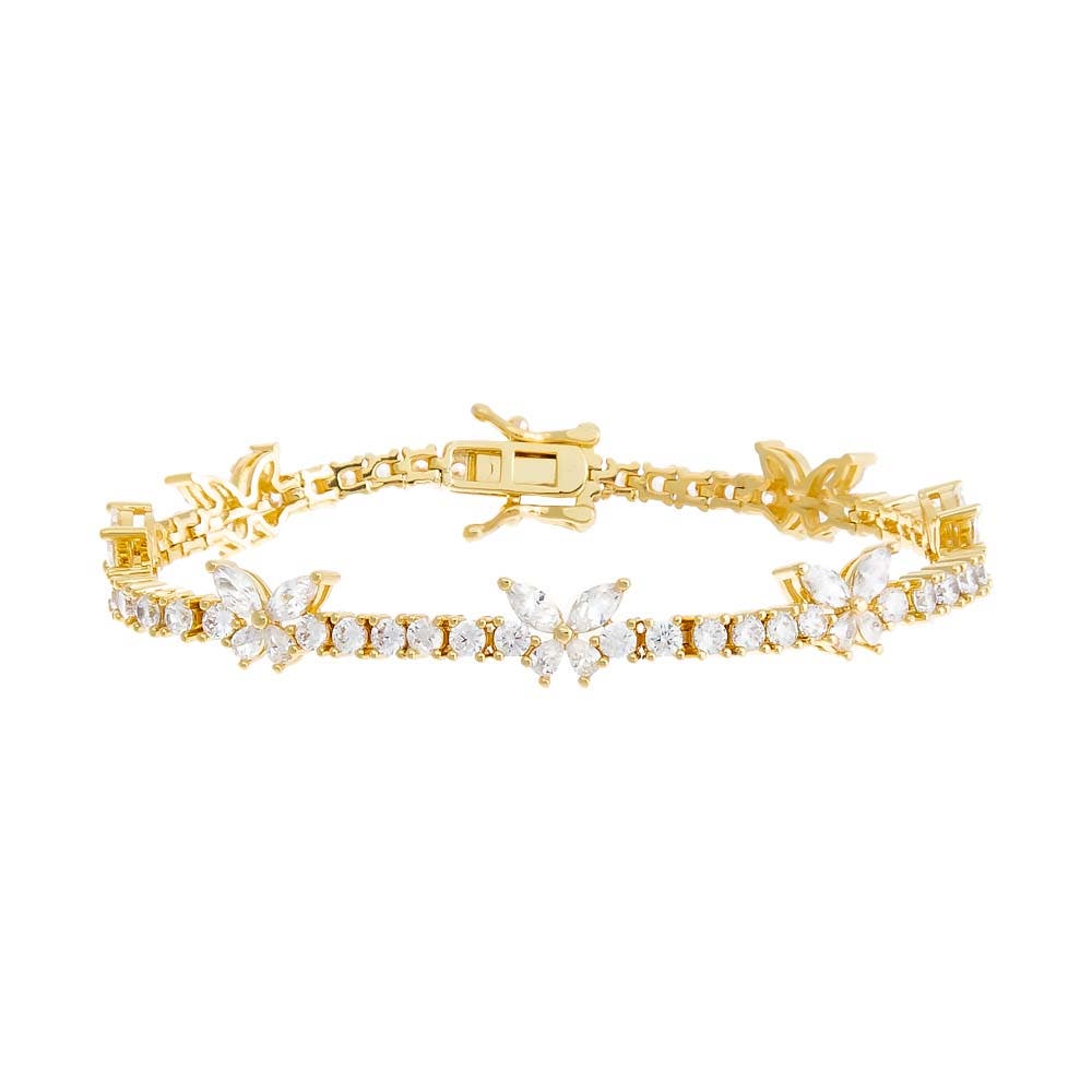 BY ADINA EDEN CZ Multi Butterfly Tennis Bracelet in Gold Cover