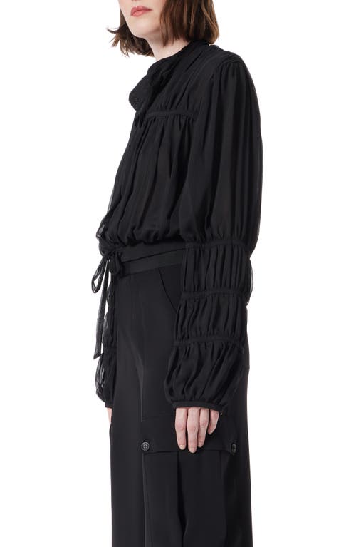 Dee Ocleppo Smocked Chiffon Top In Black