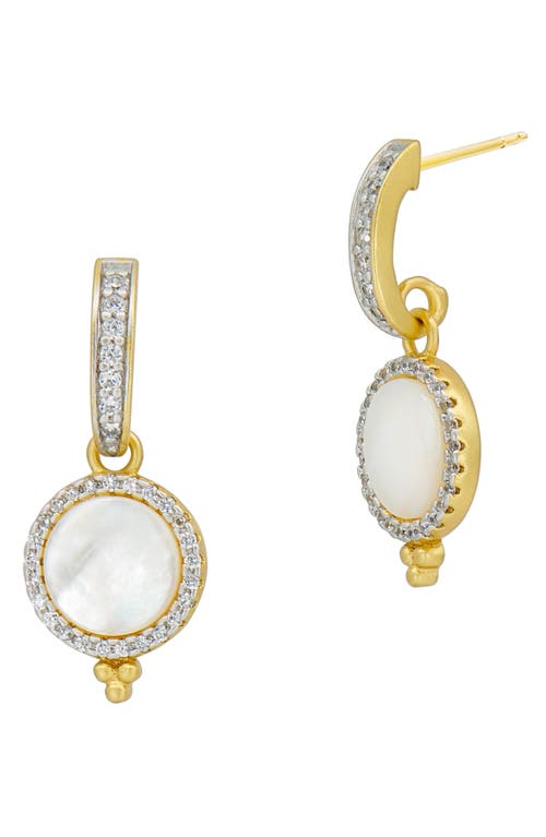 FREIDA ROTHMAN Glistening Drop Earrings in Mother Of Pearl/Silver/gold