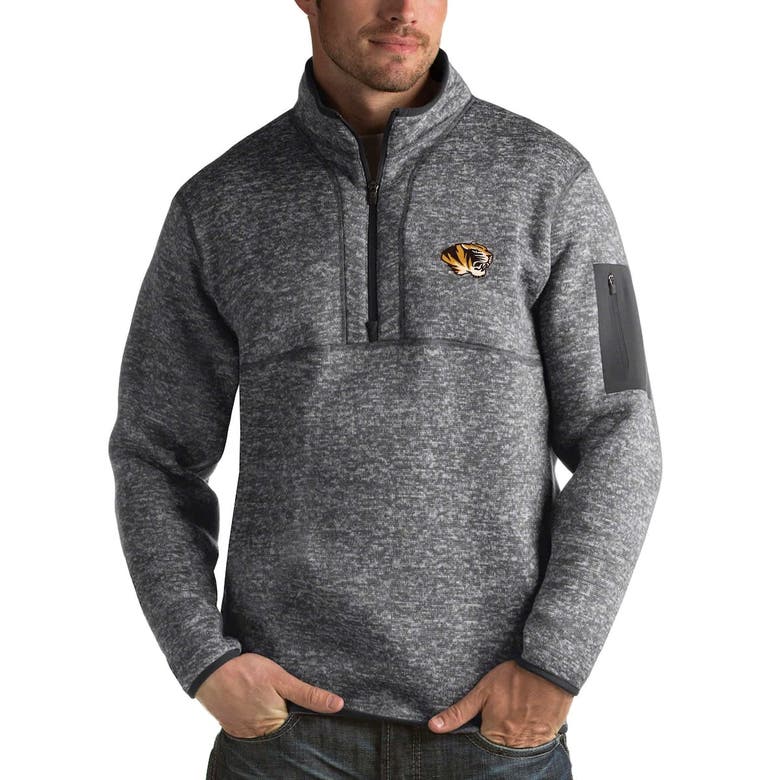 Shop Antigua Charcoal Missouri Tigers Fortune Half-zip Sweatshirt