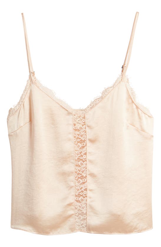 Open Edit Lace Inset Satin Camisole In Beige Bisque
