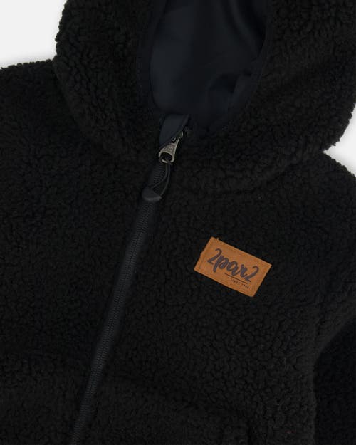 Shop Deux Par Deux Little Boy's Reversible Soft Fleece Jacket Black In Anthracite