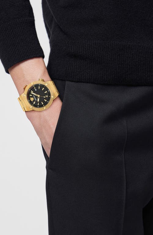 Shop Versace Greca Diver Bracelet Watch, 43mm In Ip Yellow Gold