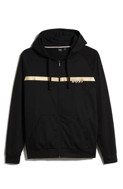 Shop Hugo Boss Boss Authentic Cotton Zip Hoodie In Black