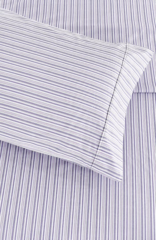Melange Home Percale Stripe 200 Thread Count Sheet Set In Violet