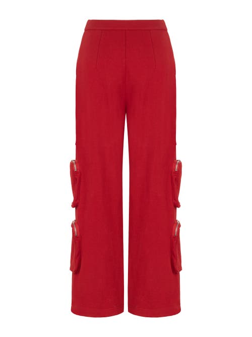 Shop Nocturne High Waist Cargo Pants In Red